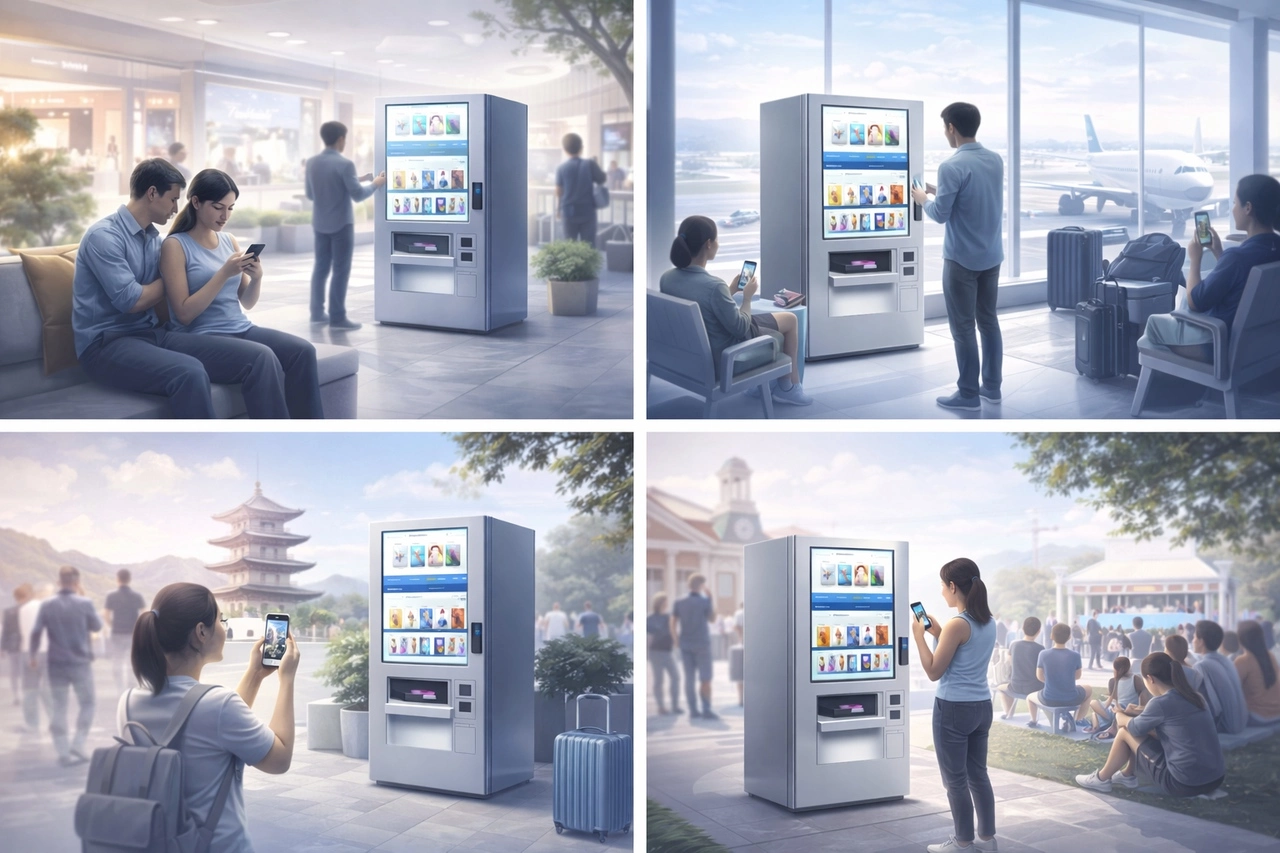 Vending machine for custom phone cases.