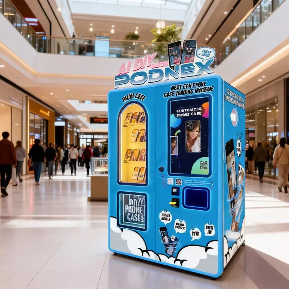 Colorful phone case vending machine.