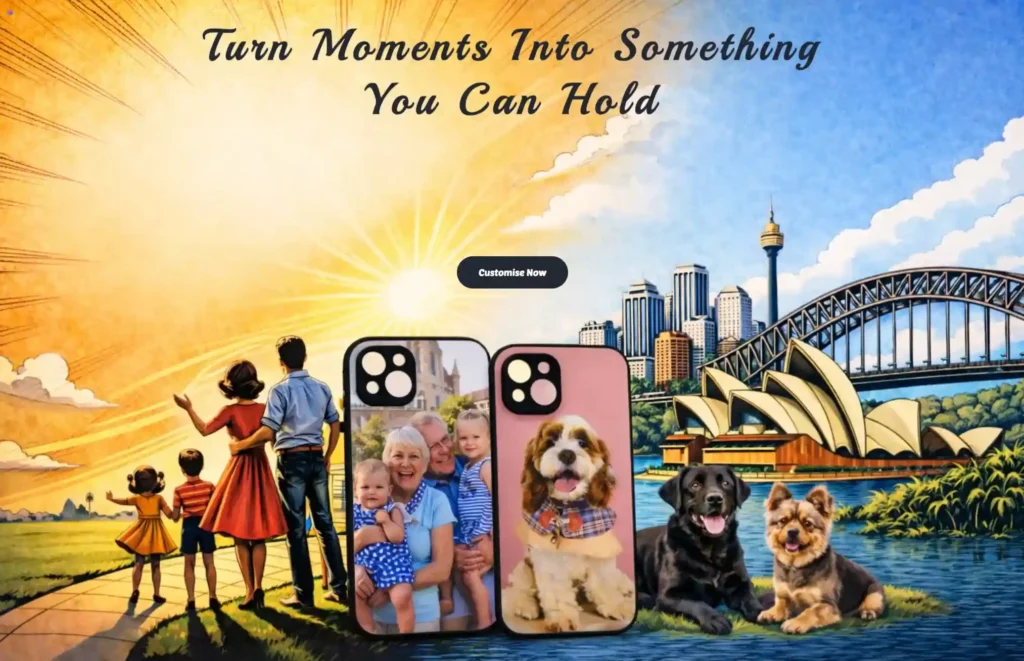 Colorful artwork featuring pets and people.